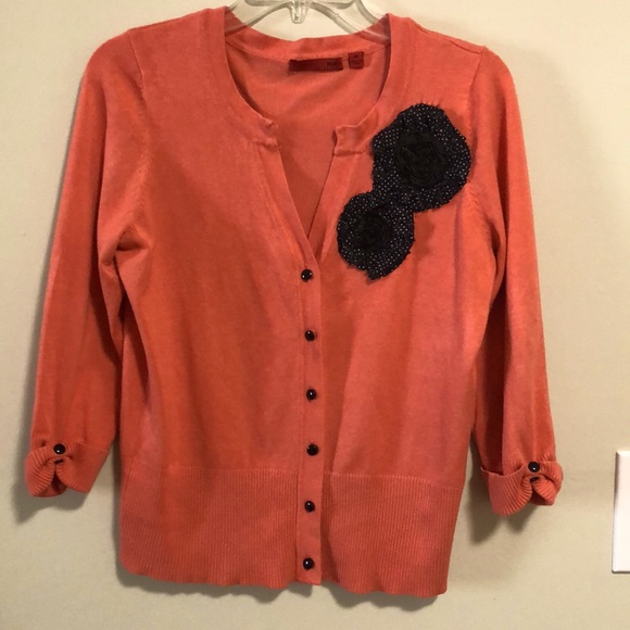 RED Brand Sweater Cardigan Button Down Coral SZ M - Picture 1 of 6